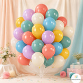 Retro Color Balloon Set, 12 Inch Vintage Blue Red Purple Yellow Balloons, 80s 90s
