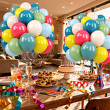 Retro Rainbow Balloon Set, Boho Party Decor, Blue Orange Mustard Yellow