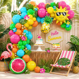 152Pcs Tropical Hawaiian Balloon Arch Kit, Hot Pink Orange Yellow Luau Summer Party Decor