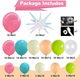 Tropical Balloon Arch Kit, Teal Pink Orange Yellow Garland, Iridescent Stars, Luau Party Decor