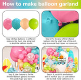 Tropical Balloon Arch Kit, Teal Pink Orange Yellow Garland, Iridescent Stars, Luau Party Decor