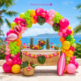 Tropical Balloon Arch Kit | Hot Pink Yellow Orange Luau Garland, Flamingo Pool Party Decor