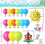 Tropical Pool Party Balloon Arch Kit | Hot Pink Yellow Blue Garland with Beach Balls Sun Balloons