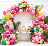 Tropical Flamingo Balloon Arch Kit | Pink Luau Garland with Cocktail, Pineapple, Leaf Balloons