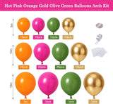 Tropical Hawaiian Balloon Arch Kit | Hot Pink, Orange, Gold, Olive Green Luau Garland