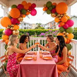 Tropical Hawaiian Balloon Arch Kit | Hot Pink, Orange, Gold, Olive Green Luau Garland