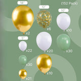 Sage Green Balloon Arch Kit | Olive, Dusty Green, White Gold Confetti Balloons