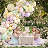 Tea Party Balloon Arch Kit | Pastel Purple, Pink, Sage Green, Gold Garland Teapot Butterflies