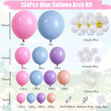 Blue Flower Balloon Arch Kit | Pastel Daisy Garland, Wildflower Party Decor