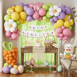 Easter Party Decorations Kit | Bunny Balloon Garland, Banner, Cake Toppers, Fringe Curtain