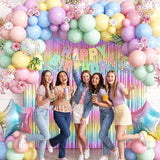 Pastel Macaron Balloon Arch Kit | Rainbow Fringe Backdrop, Birthday Banner, Baby Shower Decor