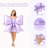 8 Pc Pink Purple Bow Foil Balloons | Pastel Party Decorations, Birthday, Baby Shower, Wedding