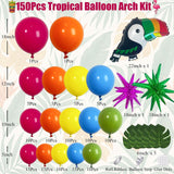 Tropical Balloon Arch Kit | Toucan, Star, Monstera Leaf Garland for Luau Party Decor