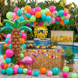 Tropical Luau Balloon Arch Kit | Hawaiian Garland with Flamingo, Palm Tree, Aloha Balloons