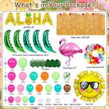 Tropical Luau Balloon Arch Kit | Hawaiian Garland with Flamingo, Palm Tree, Aloha Balloons