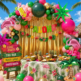 Tropical Flamingo Balloon Garland Kit | Luau Party Decor, Hot Pink, Green, Gold Arch