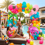 Tropical Balloon Arch Kit | Flamingo, Palm Leaves, Hawaiian Luau Party Decor