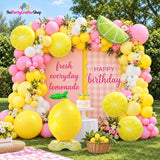 Lemon Balloon Garland Kit | Yellow Pink Arch Decor | Summer Celebration