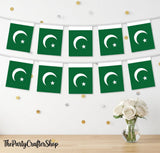 Pakistan Flag Bunting Banner | 30 Mini Pennant String Flags, 32ft, Party Decor