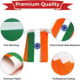 India Flag Banner Garland, 30 Mini Polyester Flags, 33 Feet Patriotic Party Decor