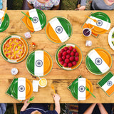 India Flag Party Supplies Set, Disposable Tableware for Independence Day Celebration