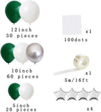 Emerald Green Silver White Balloon Arch Kit, Metallic Garland, Jungle Camo Birthday Decor