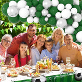 Dark Green White Silver Balloon Arch Garland Kit, Forest Metallic Party Decor