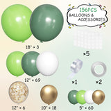 Green White Gold Balloon Garland Arch Kit, Safari Jungle Birthday Party Decor