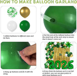 Graduation Balloon Garland Arch Kit, Dark Green Gold White, Class of 2026 Party Decorations