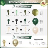 Emerald Green Gold Balloon Arch Kit, Double Stuffed Forest Party Garland