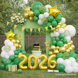 Green Gold Graduation Balloon Garland Kit, Class of 2026 Party Decoration