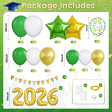 Green Gold Graduation Balloon Garland Kit, Class of 2026 Party Decoration