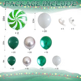 Green Christmas Balloon Arch Kit, White Silver Garland, Holiday Party Decor