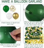 Graduation Balloon Arch Kit, Green Gold Garland, Silver 2026 Foil Numbers, GRAD Box Backdrop