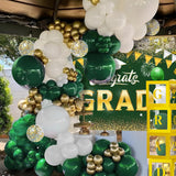 Graduation Balloon Arch Kit, Green Gold Garland, Silver 2026 Foil Numbers, GRAD Box Backdrop