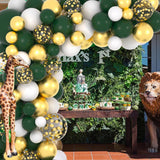 Dark Green Gold Balloon Arch Kit, White Metallic Confetti Garland, Birthday Wedding Decor