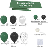 Dark Green Black Silver Balloon Arch Kit, Emerald Metallic Garland, Jungle Camo Party Decor