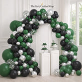 Dark Green Black Silver Balloon Arch Garland Kit, Sports Birthday Party Decor