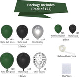 Dark Green Black Silver Balloon Arch Garland Kit, Sports Birthday Party Decor