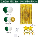 Dark Green Gold Balloon Arch Kit, White Metallic Garland, Birthday Wedding Party Decor