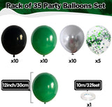 35Pcs Green Black Silver Balloons, Dark Green Confetti Party Decor