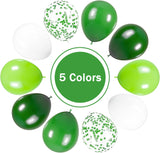 50Pcs Green White Latex Balloons, St Patrick Jungle Forest Birthday Party Decor