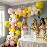 Lemon Balloon Arch Kit | Yellow Pink White Garland, Eucalyptus, Tutti Frutti Birthday Decor