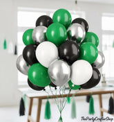 Green Black White Metallic Silver Balloon Set, Graduation Party Supplies