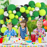 Lime Green Black Silver Balloon Arch Kit, St Patrick Soccer Jungle Party Garland Decoration