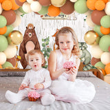 Sage Green Orange Brown Balloon Garland Arch Kit, Woodland Bear Baby Shower Decor