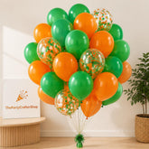 50Pcs Orange Green Confetti Balloon Set, 12 Inch Latex Helium Balloons, Party Decoration Supplies