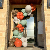 Green Orange White Balloon Arch Garland Kit, Ball Foil Accents, Game Party Decoration