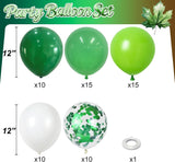 Green Balloon Set, Dark Lime Confetti, White Party Decor