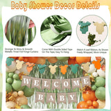 Boho Orange Green Shower Decor Kit, Welcome Banner, Oh Baby Cake Topper
